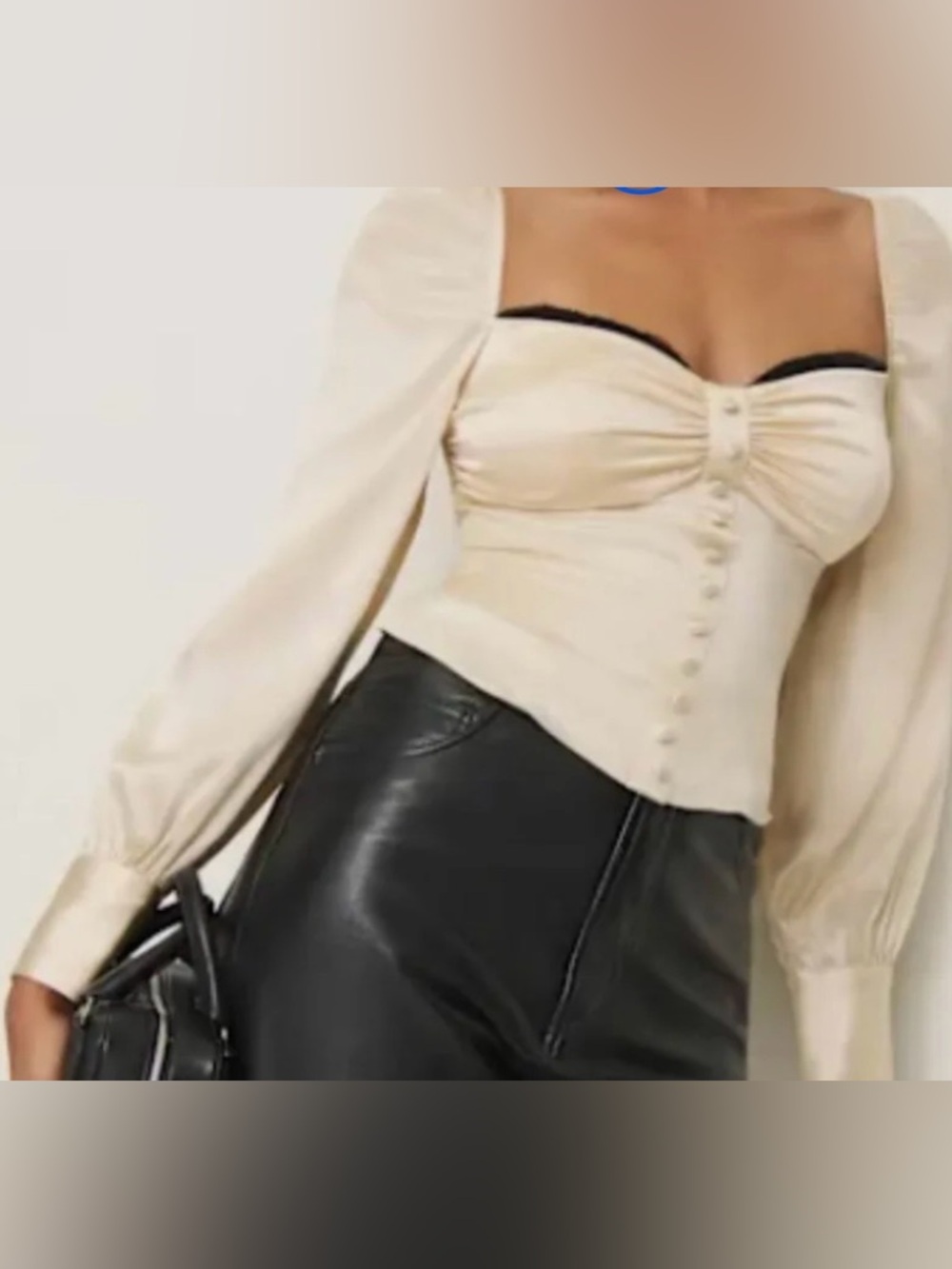 Reformation Chiara Top in Almond/Black Trim